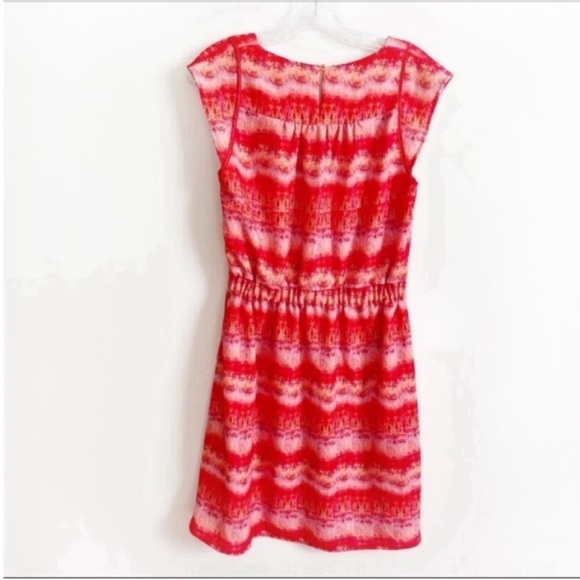 Anthropologie McGinn dress red sunset striped v neck elastic waist - Picture 9 of 9